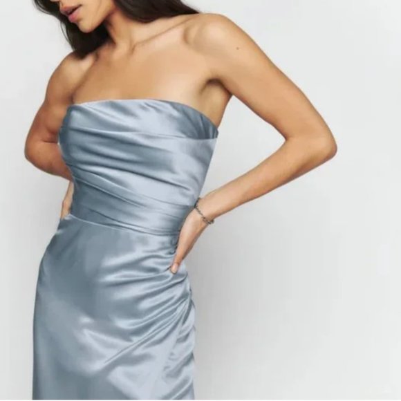 NWT Reformation Barrow Silk Dress - Mineral - Picture 3 of 7